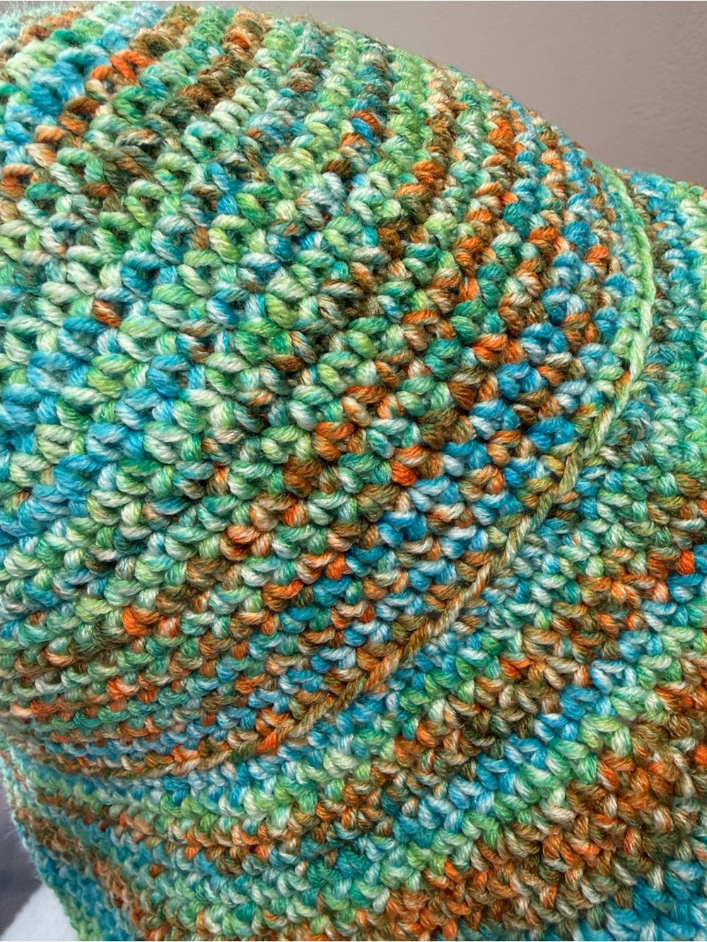 Handmade Kids Crochet Bucket Hat Blue Green Back to School Sun Hat - Picture 4 of 4